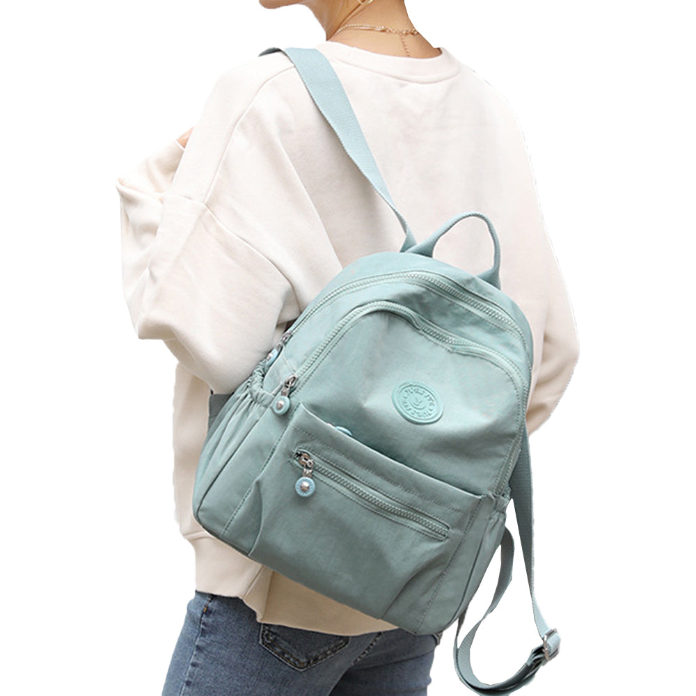 Small Nylon Ladies Travel Backpacks Women Shopping Backpack Green