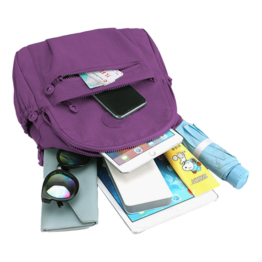 Small Nylon Ladies Travel Backpacks Women Shopping Backpack Purple