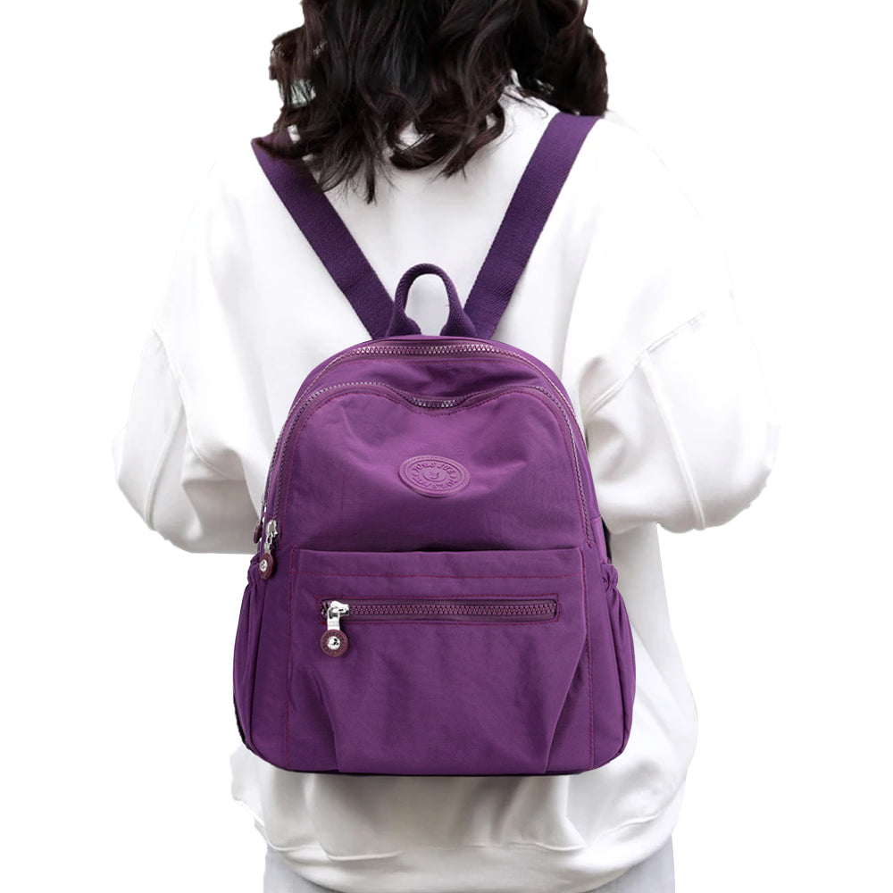 Small Nylon Ladies Travel Backpacks Women Shopping Backpack Purple