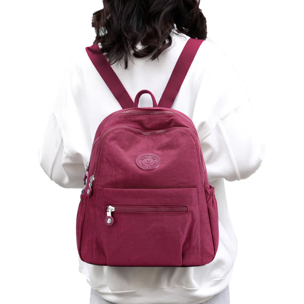 Small Nylon Ladies Travel Backpacks Women Shopping Backpack Red