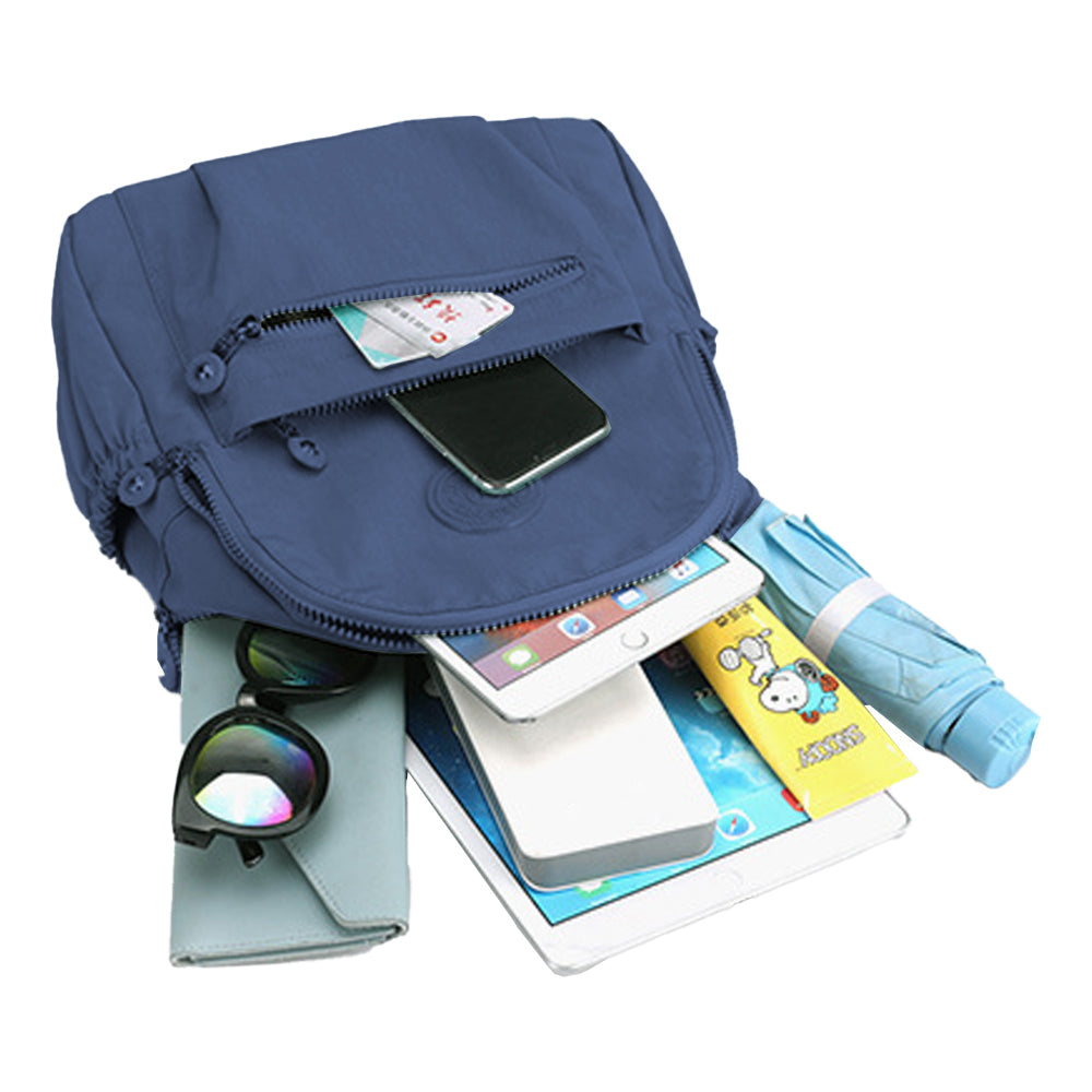 Small Nylon Ladies Travel Backpacks Women Shopping Backpack Dark Blue