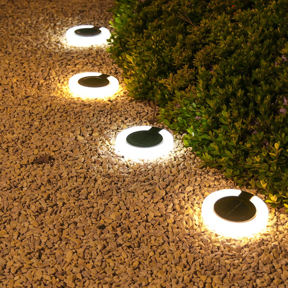 4Pcs Solar Power Ground Lights Outdoor Buried Garden Lawn Path Lamps Warm Light
