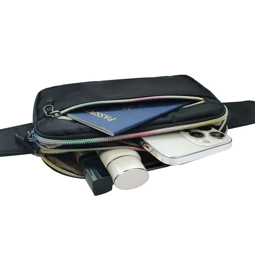 Chest Waist Packs Fanny Pack Waist Belt Bag for Women and Men Mixcolor Black