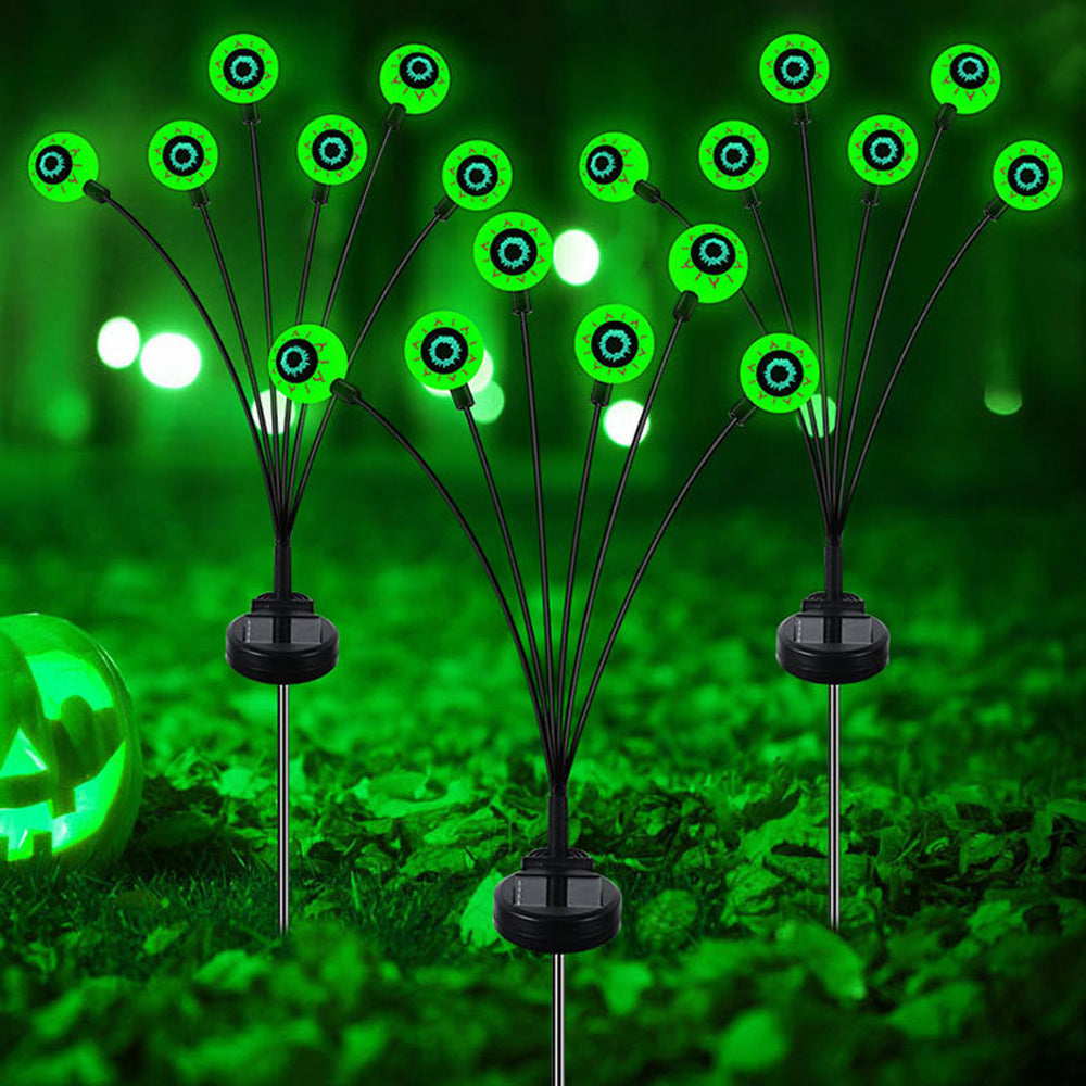 2Pcs Solar Eyeball Lights Halloween Decorations Swaying Light for Yard Garden Decor