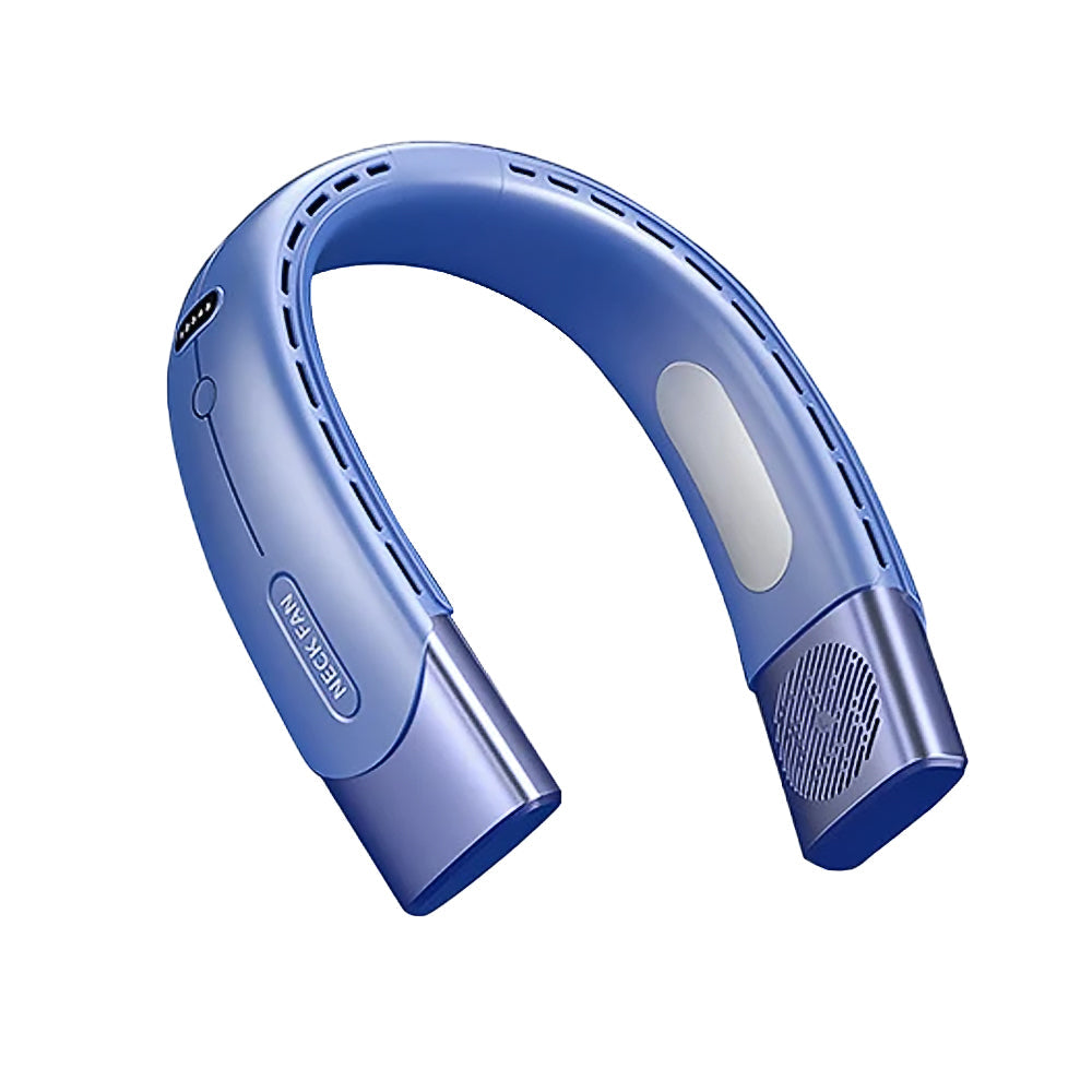 Hanging Neck Fan Wearable Bladeless Fan USB Rechargeable Cooling Fan with 5 Speed Adjustment Blue