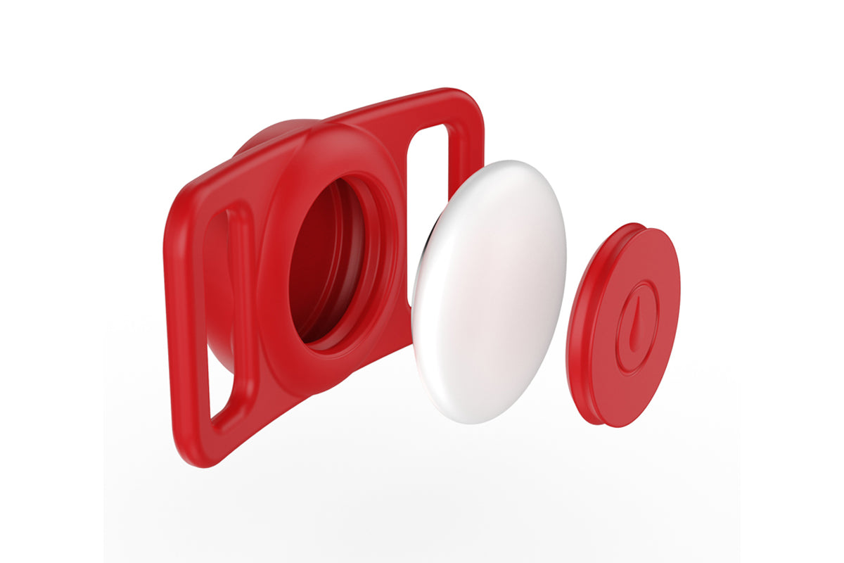 Water Resistant Airtag Dog Collar Holder Silicone Protective AirTag Cover-Red