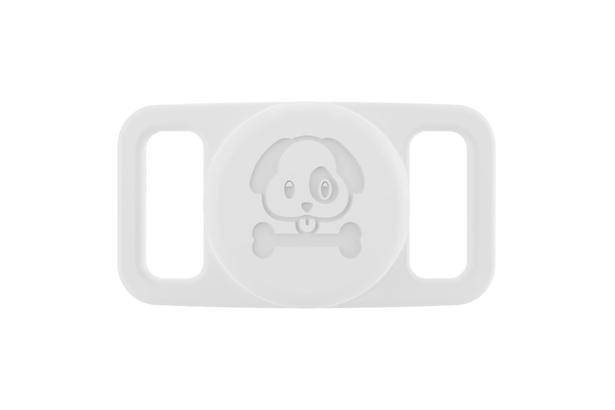 Water Resistant Airtag Dog Collar Holder Silicone Protective AirTag Cover-White