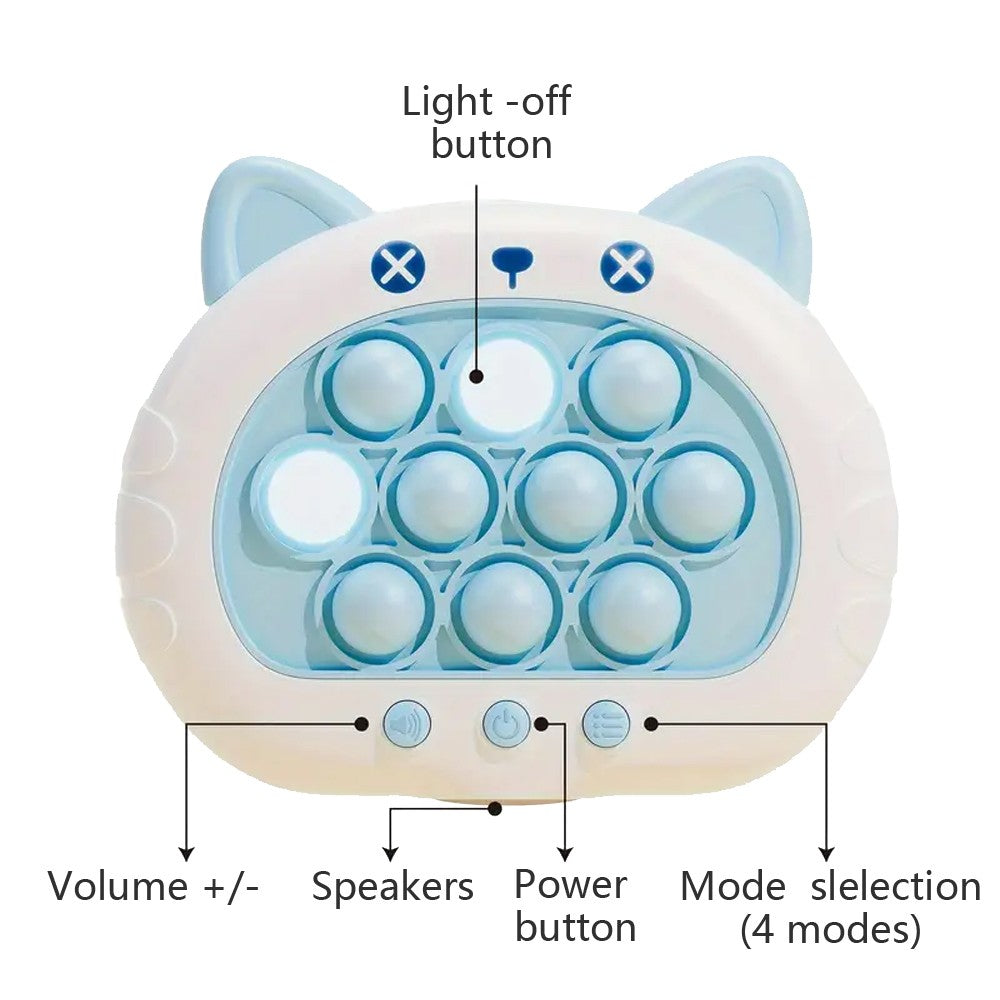 Quick Push Bubble Toy Poping Game with Light Puzzle Game Machine Blue