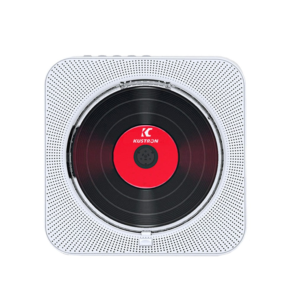 Wall-Mount Bluetooth CD Player LCD Display Music Player Home Audio Boombox White