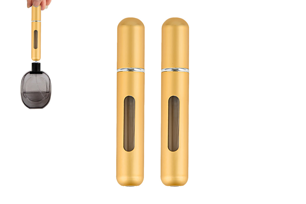 2pcs Mini Perfume Spray Pump 8ML Refillable Bottle Atomizer for Travel Outdoor-Gold