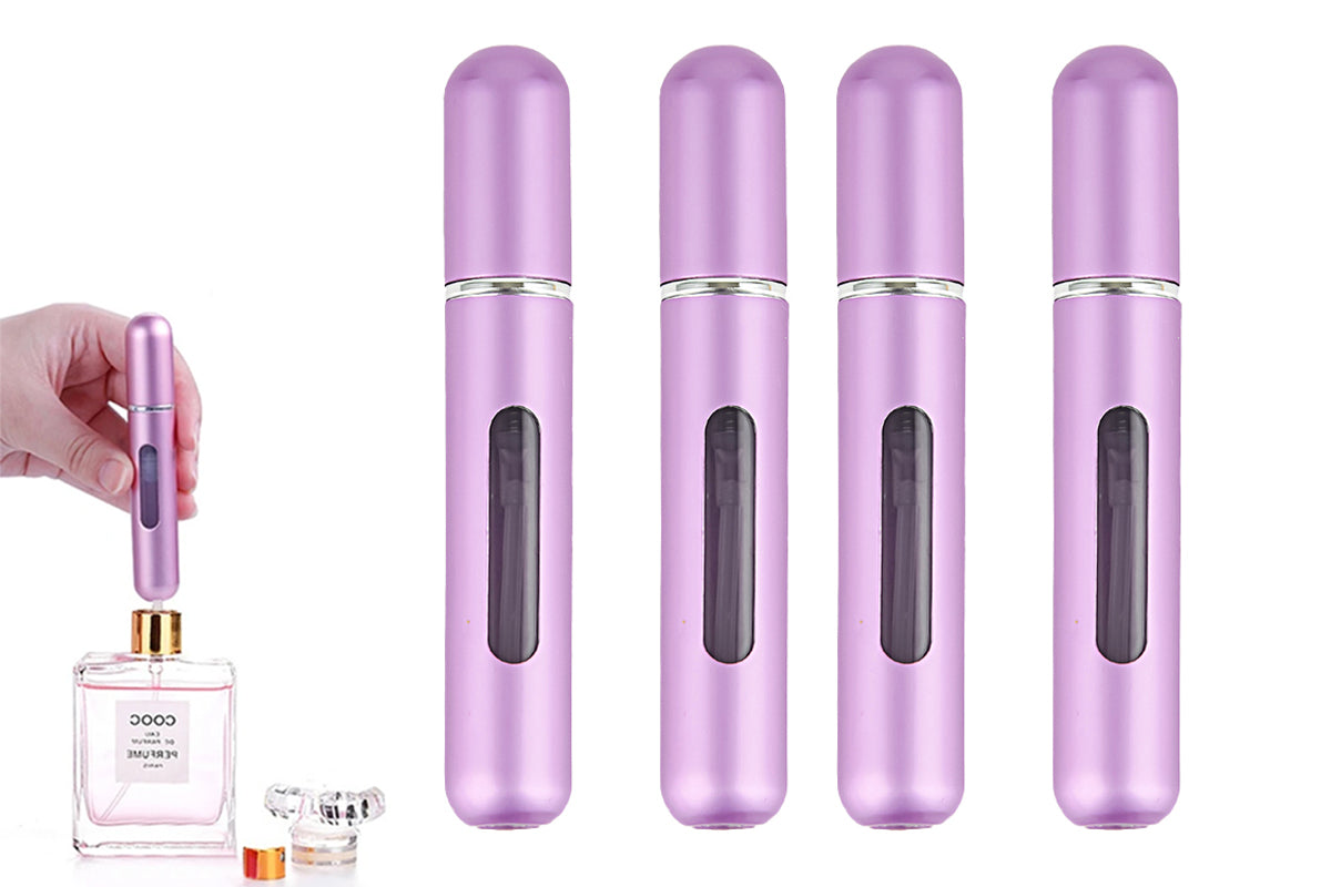 4pcs Mini Perfume Spray Pump 8ML Refillable Bottle Atomizer for Travel Outdoor-Purple