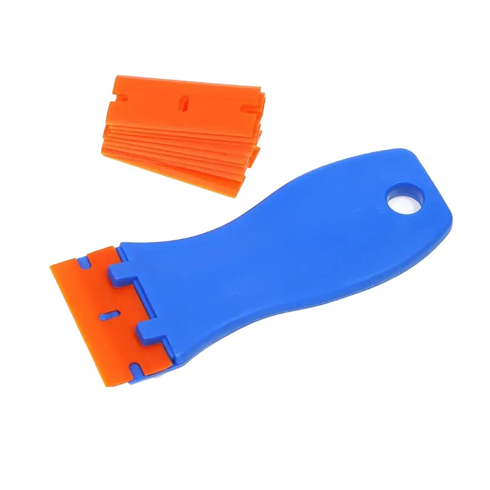 2 Plastic Scraper Tools with 100Pcs Plastic Blades Kit Sticker Adhesive Decal Tape Cleaning Tool