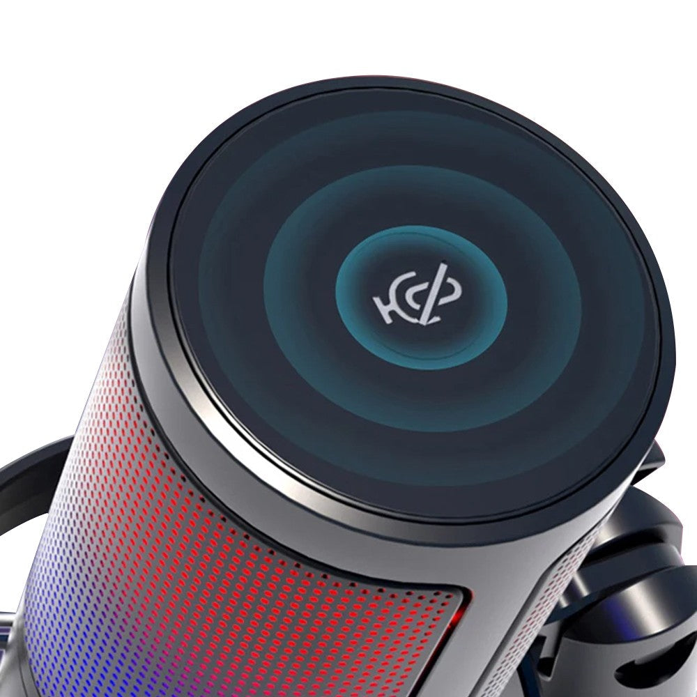 USB Condenser Microphone Gaming Mic with RGB Light for PC Gaming Live Recording Streaming Black