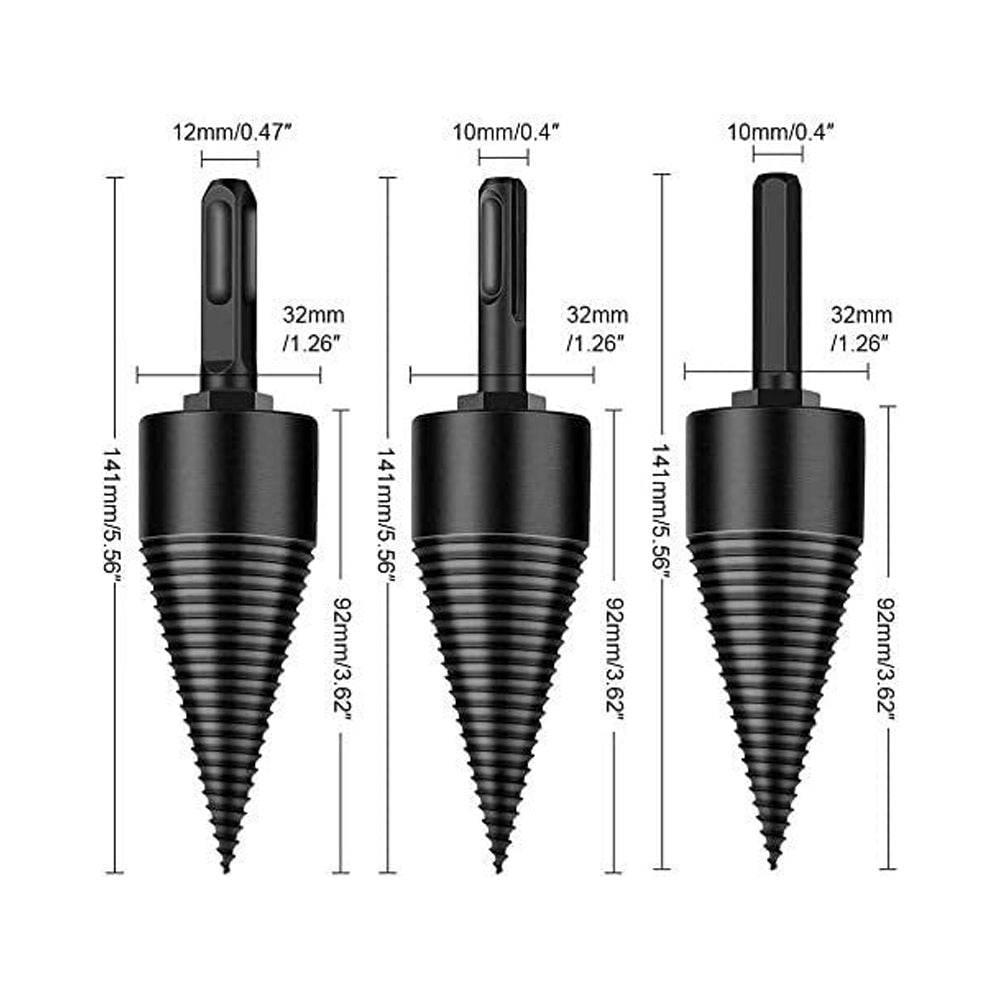 32mm Firewood Drill Bit Set Wood Log Splitter Screw-Splitting Cone Driver