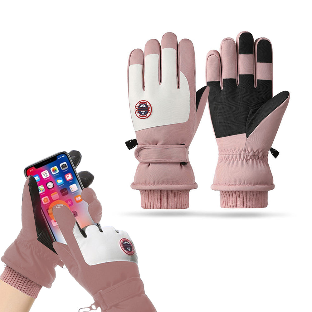 Pair of Touch Screen Sports Gloves Winter Warm Mittens Non-slip Ski Gloves Pink