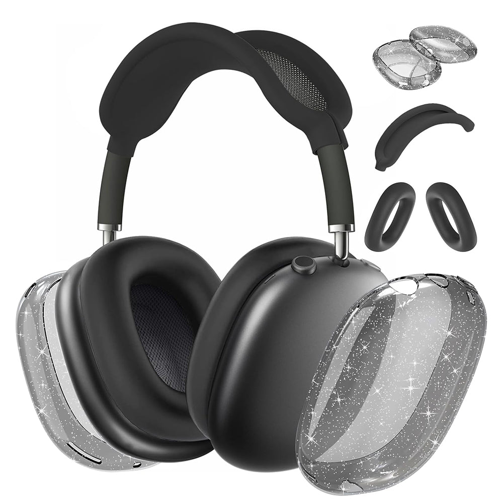 For Apple AirPods Max Headphones Protective Case Clear Silicone Ear Pad Sleeves Full Set Covers Black