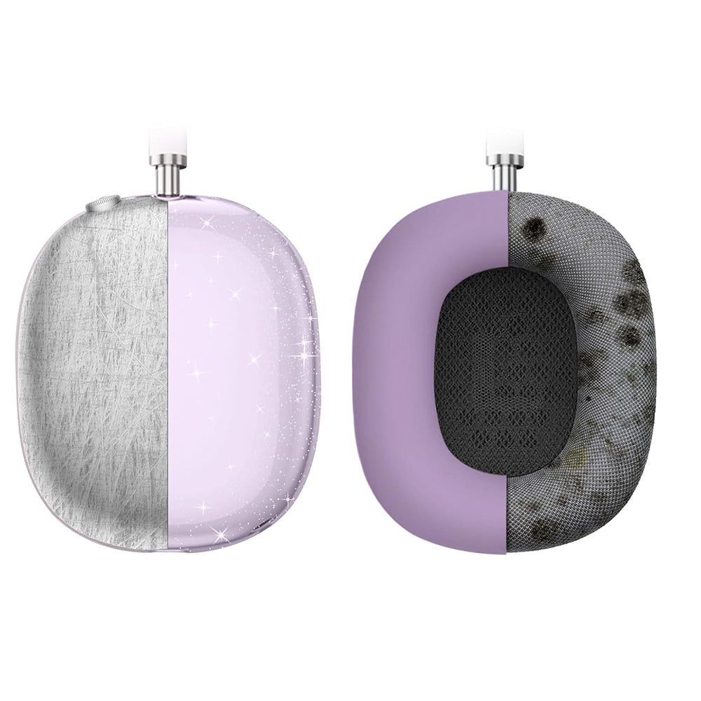 For Apple AirPods Max Headphones Protective Case Clear Silicone Ear Pad Sleeves Full Set Covers Purple