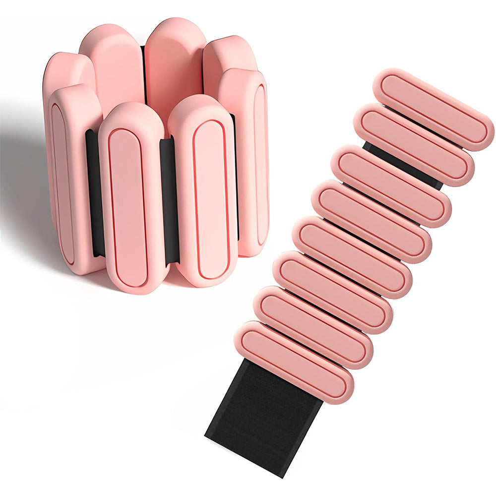Pair of Adjustable Wrist Ankle Weights Wearable Bangles Silicone Bracelet for Yoga Aerobics Gym Pink