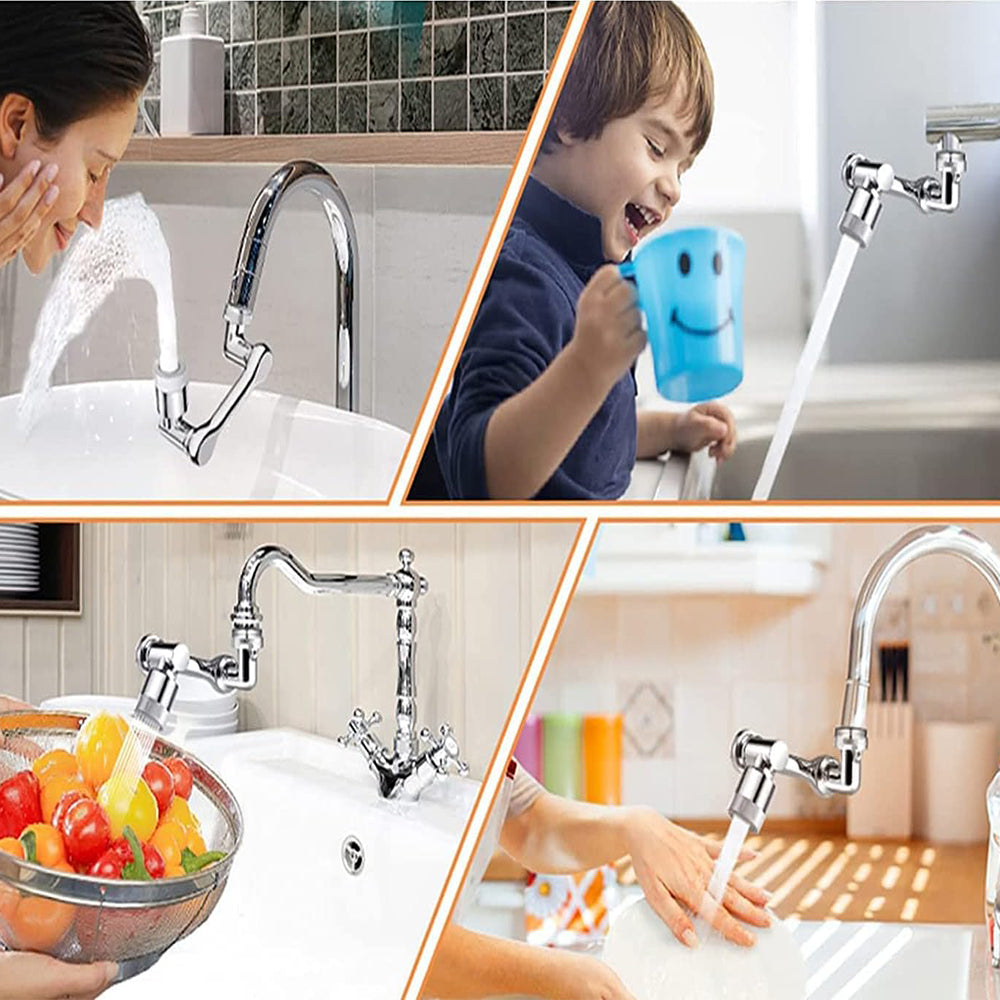 1080 Degrees Swivel Faucet Aerator Dual Outlet Modes Alloy Water Filter Tap Extension Arm Nozzle