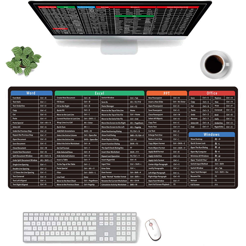 Shortcuts Mouse Pad Excel Office Shortcuts Mouse Pad Keyboard Mat