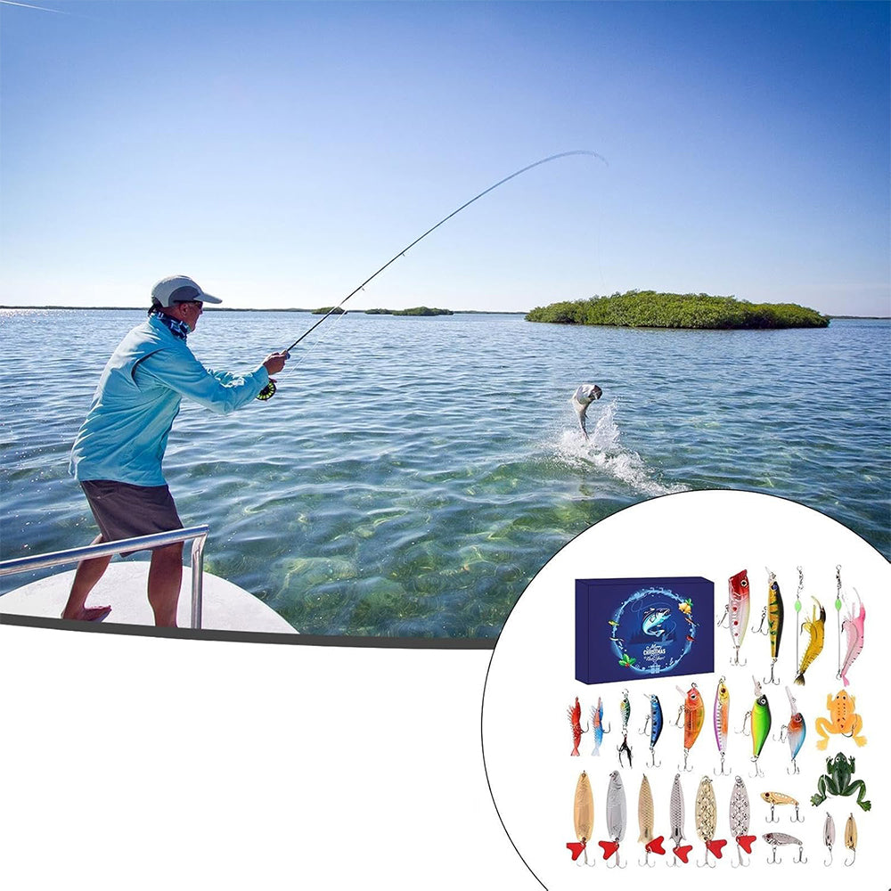 24 Days Fishing Lure Christmas Advent Calendar Fishing Baits Countdown Blind Box