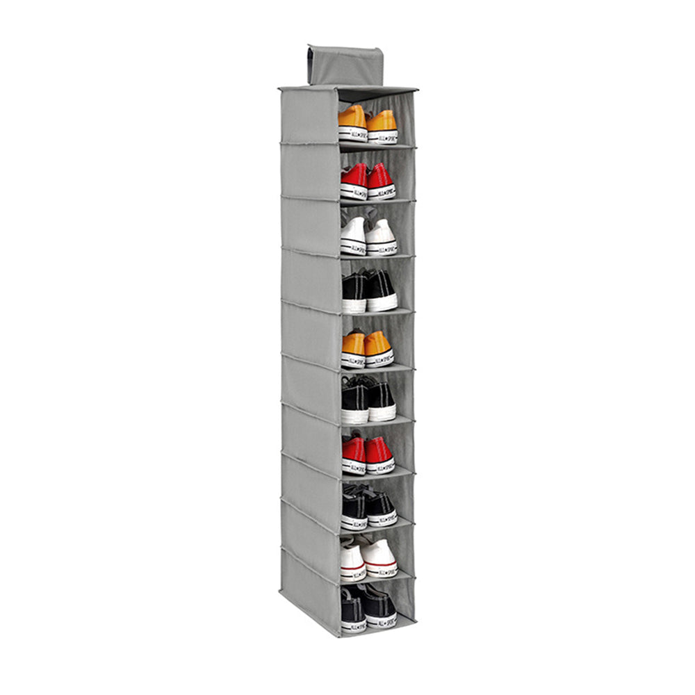 10-Pocket Hanging Hat Rack Closet Cap Organizer for Baseball Shoes Grey