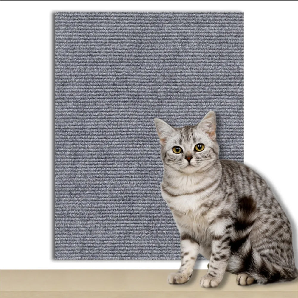 100x40cm Self-Adhesive Cat Scratching Mat Cuttable Climbing Cat Scratcher Pad Scratching Board Mat Light Grey