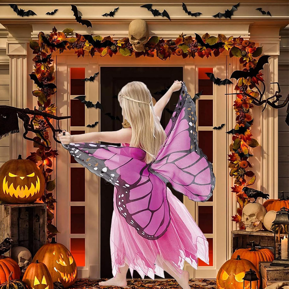 Kids Fairy Butterfly Wing Costume Fancy Dress-up Butterfly Wings Cape for Girls Purple