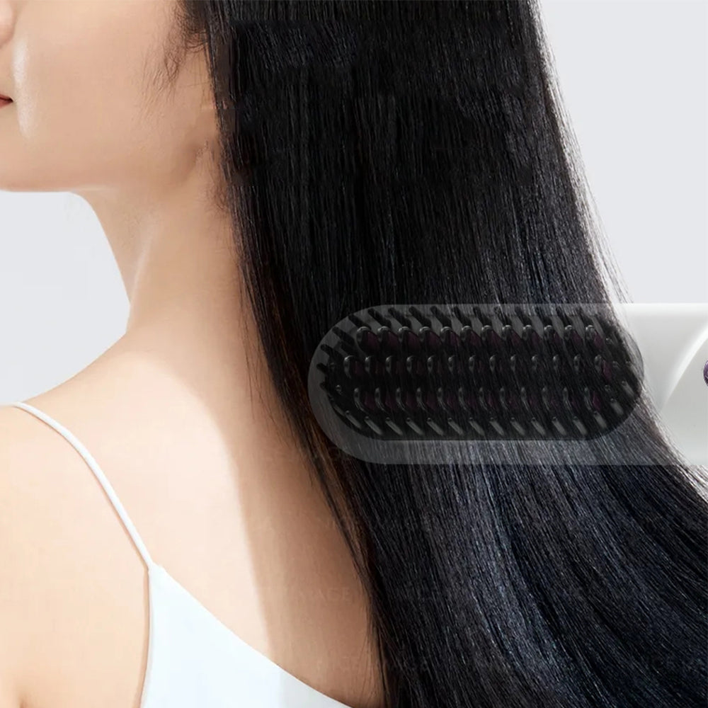 2-in-1 Cordless Hair Straightener Brush Portable Hair Comb with LED Display Hair Styling Tool White