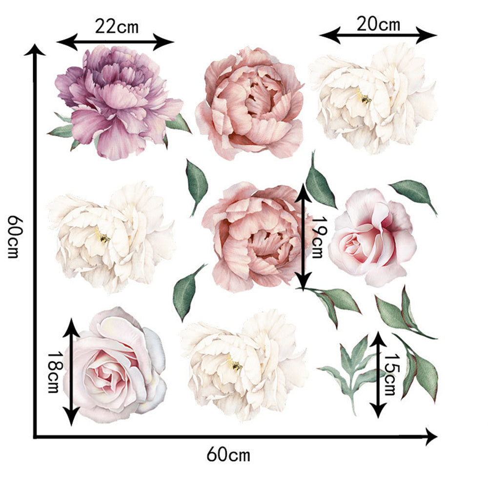 Peony Flower Wall Decals Set