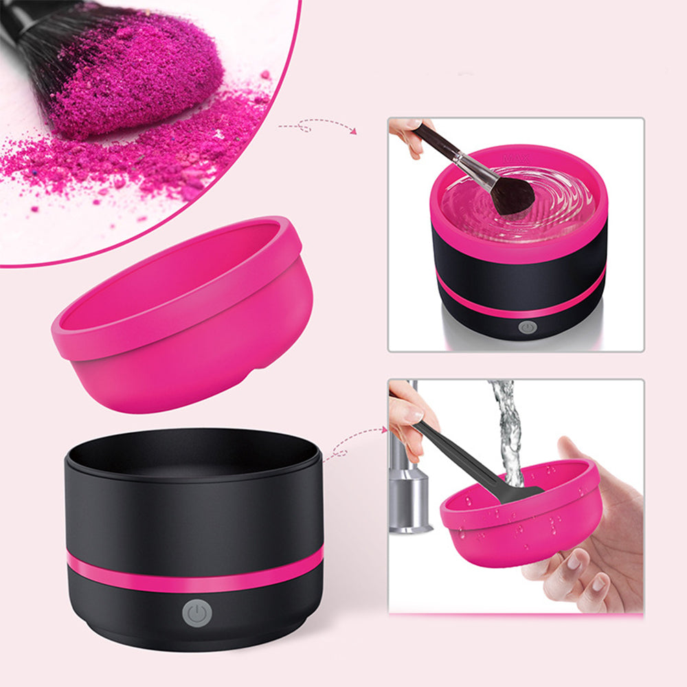 Portable USB Makeup Brush Cleaner Rose Red