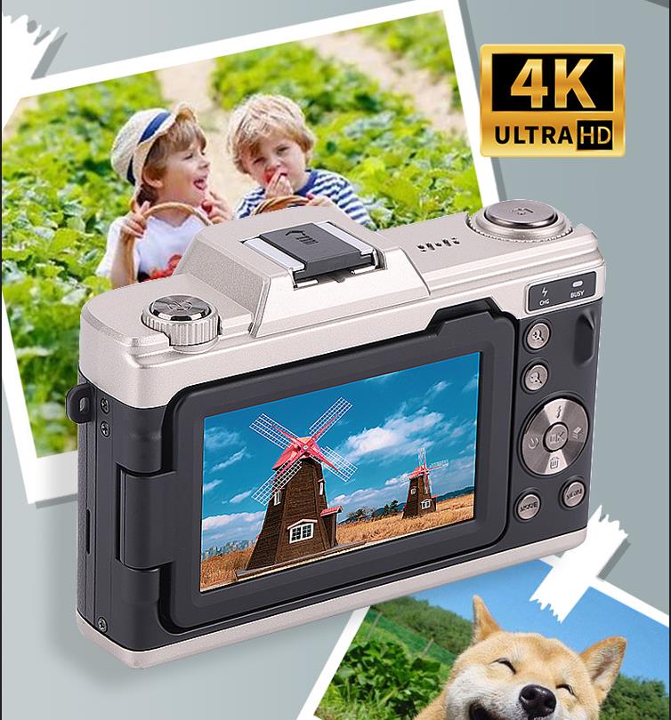 4K Ultra HD Digital Camera with 68MP with 180 Degree Flip Screen Black