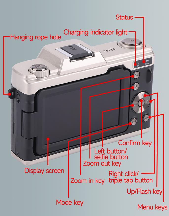 4K Ultra HD Digital Camera with 68MP with 180 Degree Flip Screen Black