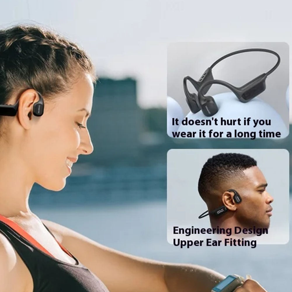 IPX8 Waterproof Bone Conduction Bluetooth Earphones with 32GB Memory Capacity Black