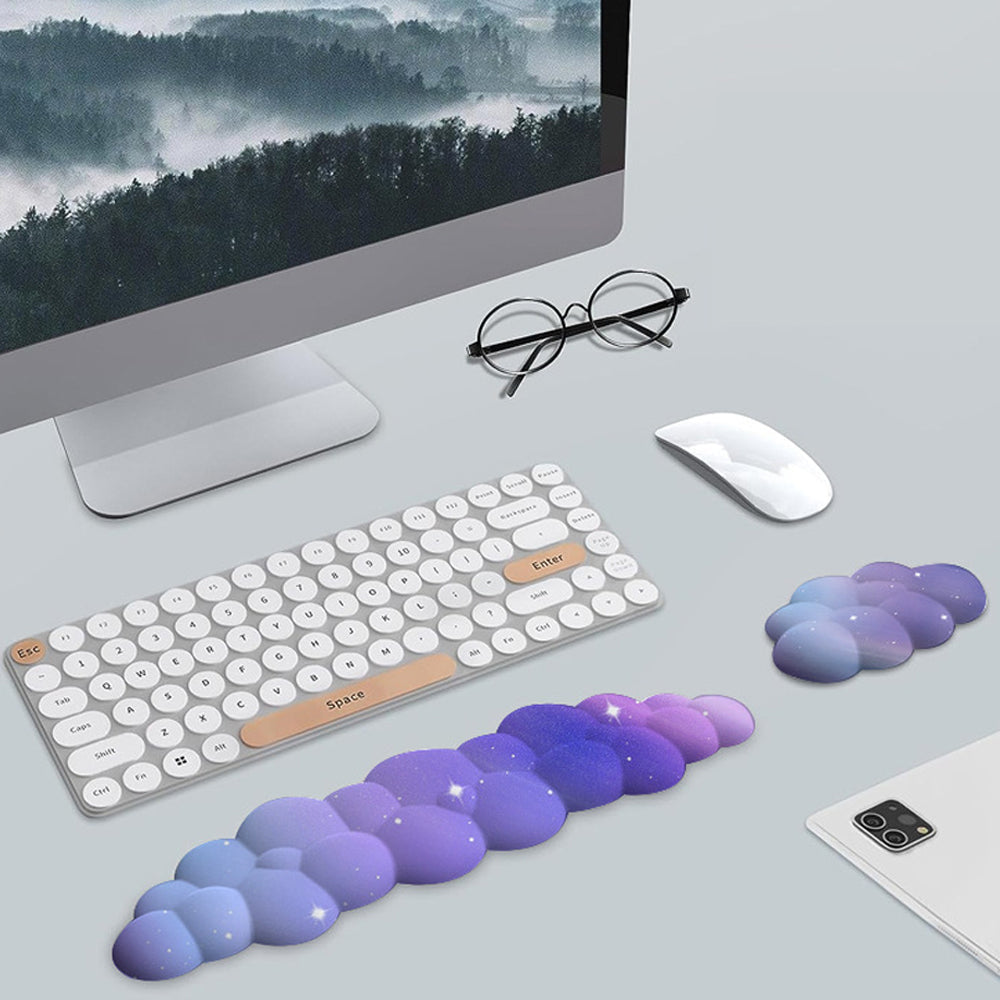 Ergonomic Gradient Cloud Keyboard Mouse Wrist Rest Wrist Support for Computer Users Purple