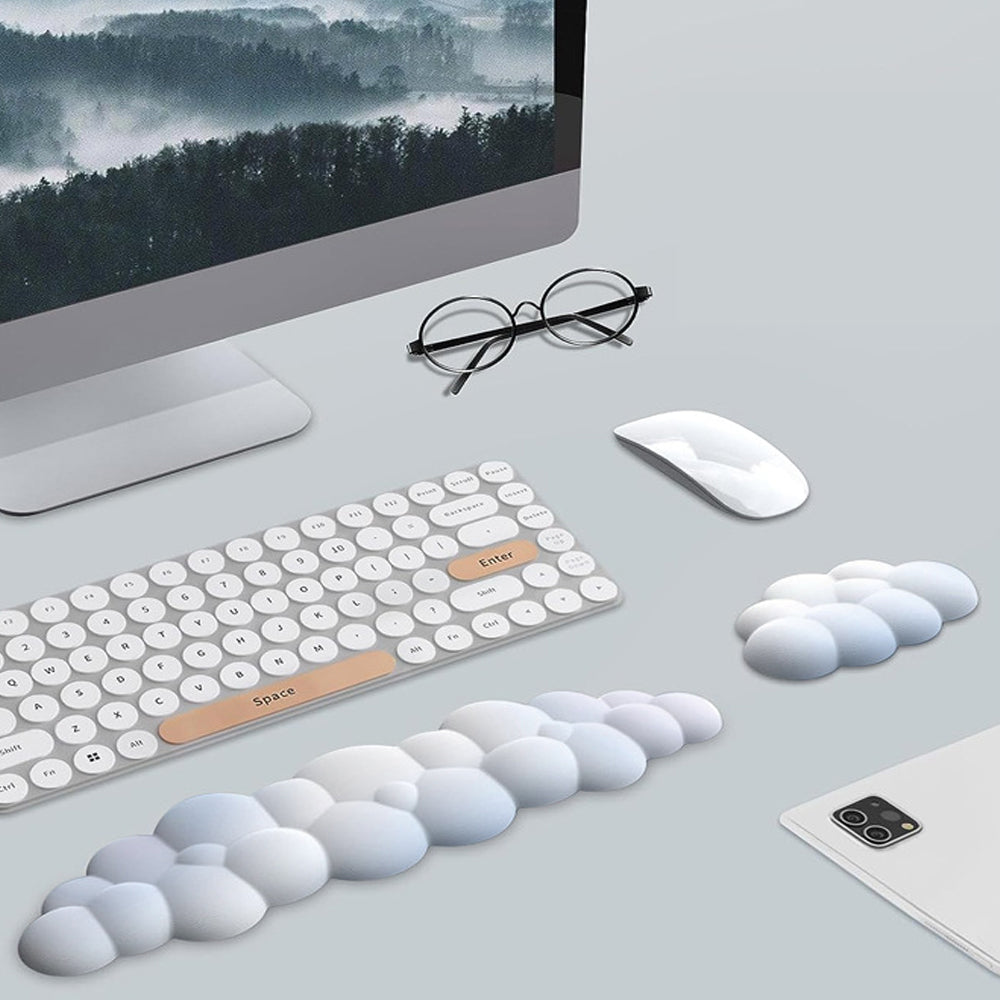 Ergonomic Gradient Cloud Keyboard Mouse Wrist Rest Wrist Support for Computer Users White