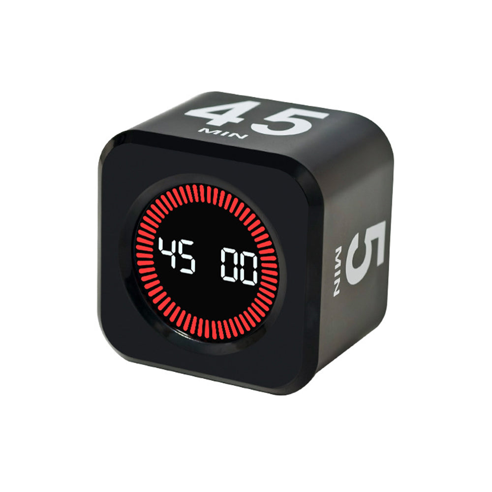 Visual Flip Cube Timer Countdown Gravity Productivity Desk Timer for Kitchen Work Study Black