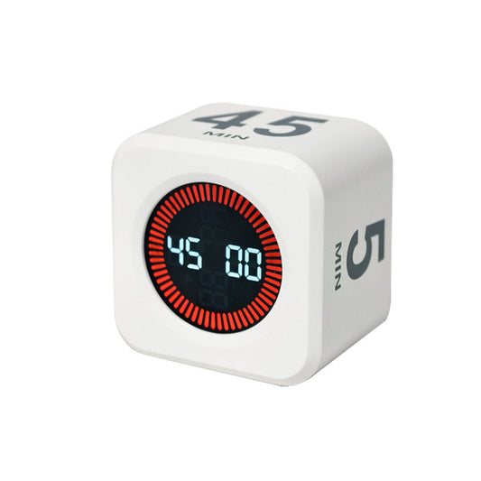 Visual Timer Cube Countdown Gravity Desk Timer for Kitchen Work Study White