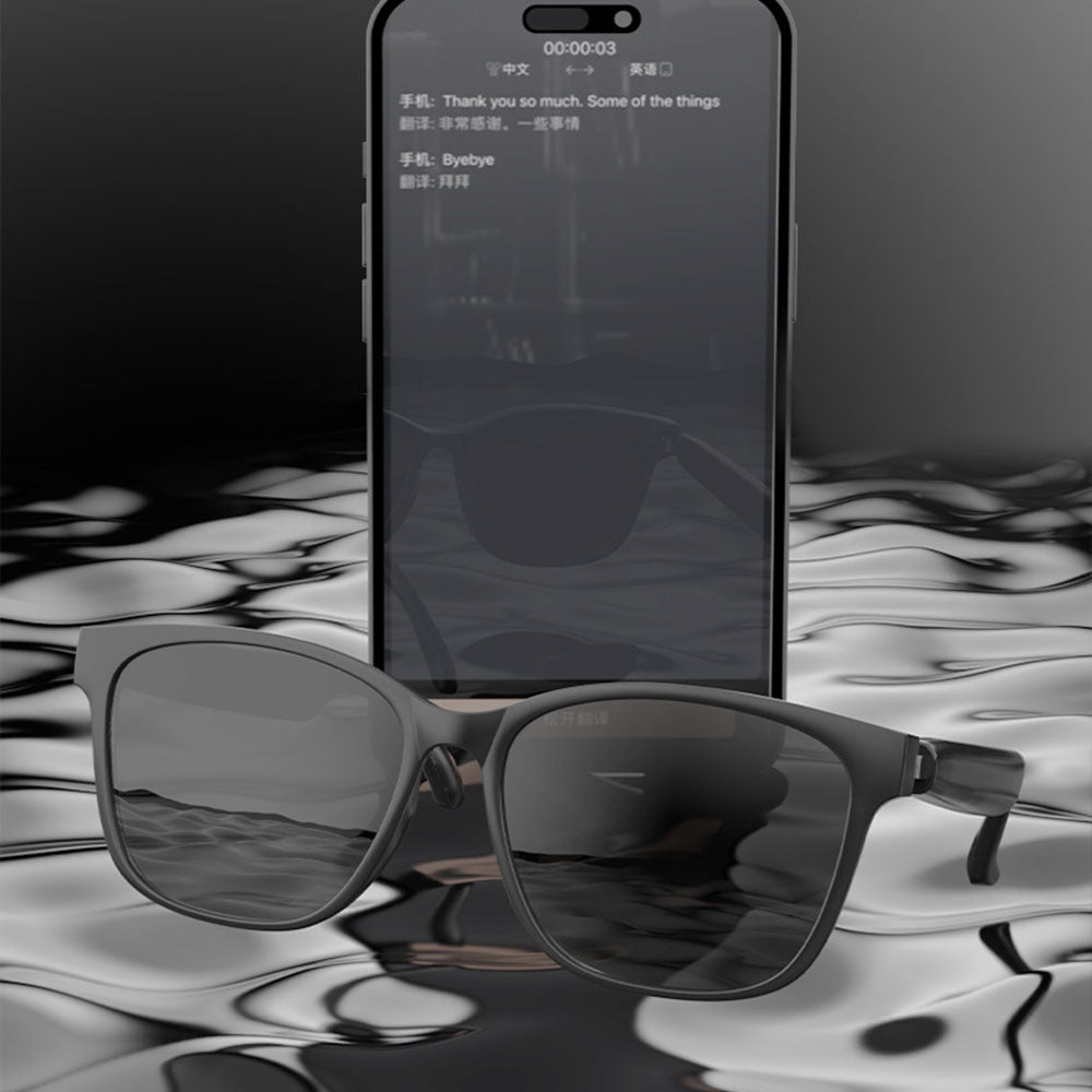 AI Smart Glasses Combine Language Translation Music Listening and Communication Black