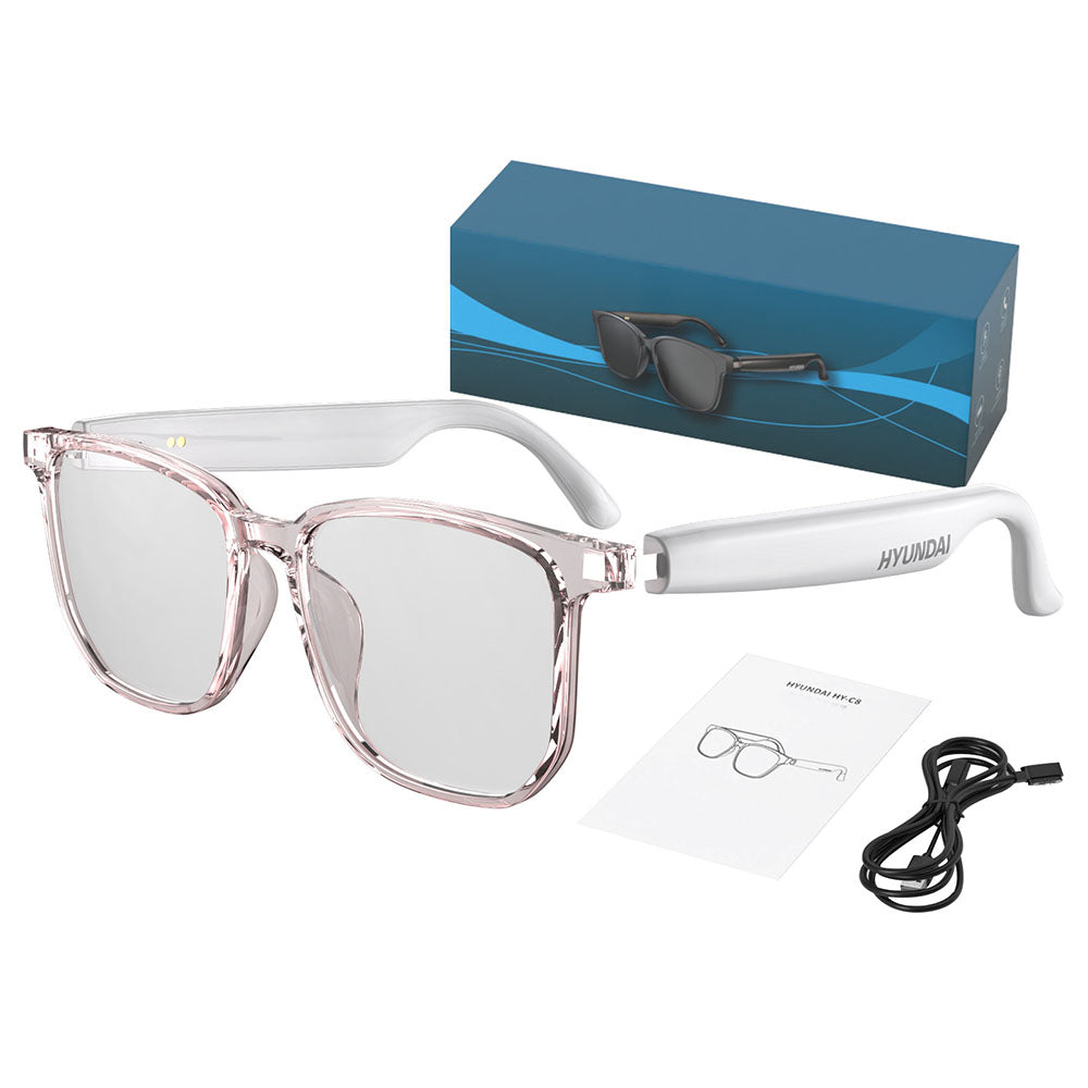 AI Smart Glasses Combine Language Translation Music Listening and Communication White
