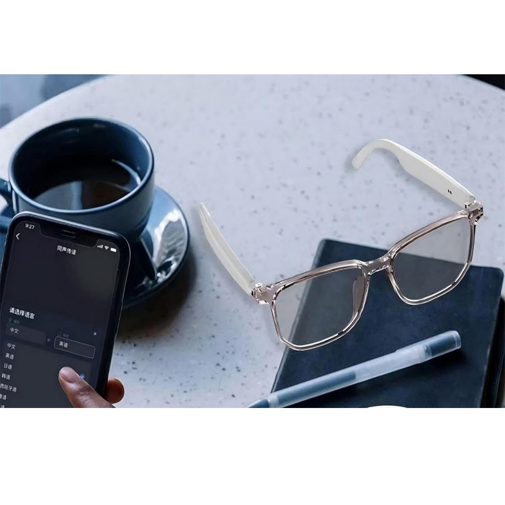 AI Smart Glasses Combine Language Translation Music Listening and Communication White