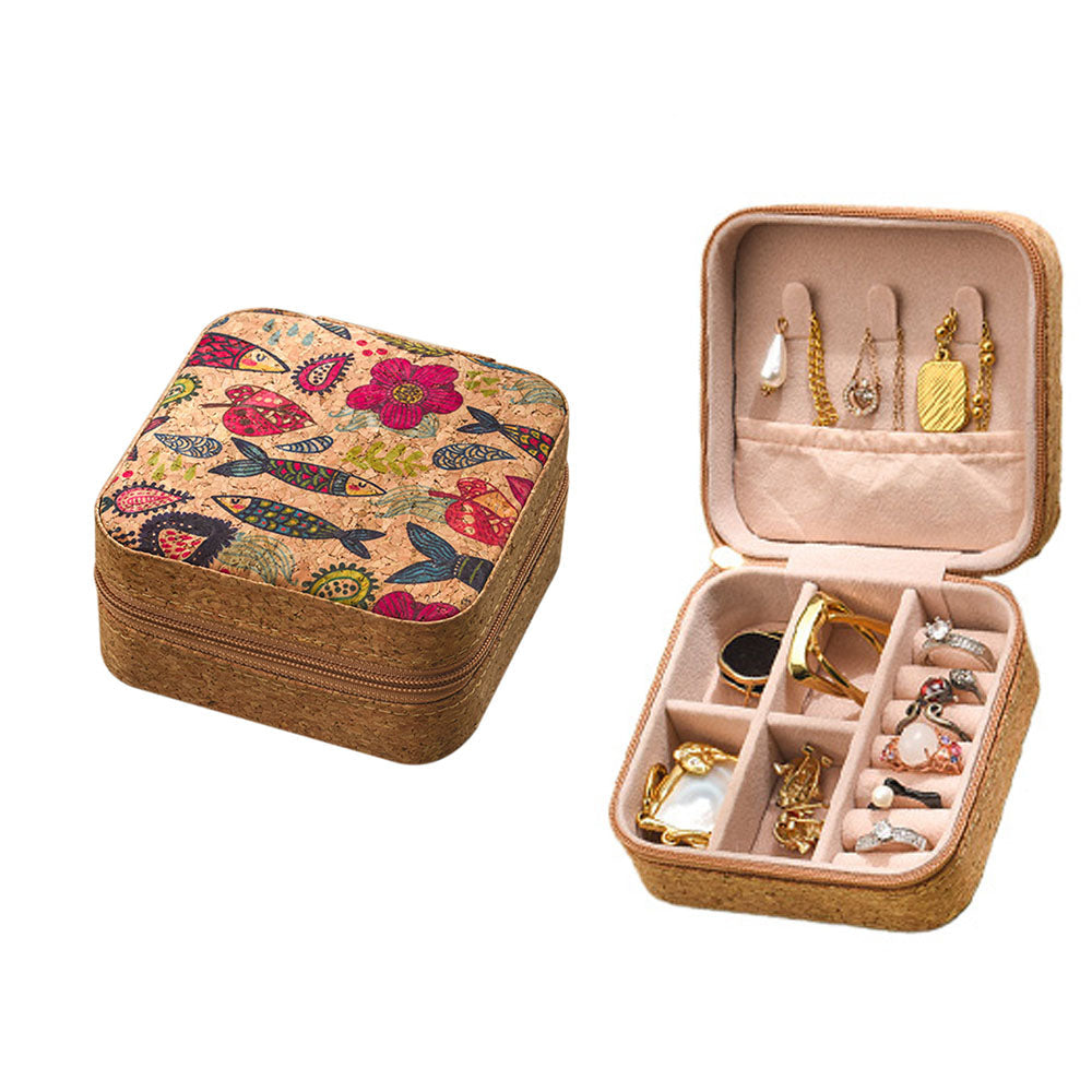 Portable Travel Jewellery Box Organizer PU Wooden Ornaments Jewelry Storage Case Style 1