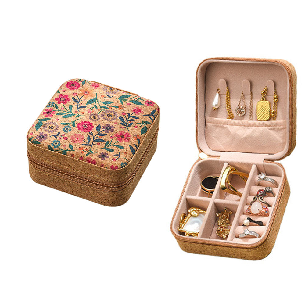 Portable Travel Jewellery Box Organizer PU Wooden Ornaments Jewelry Storage Case Style 2