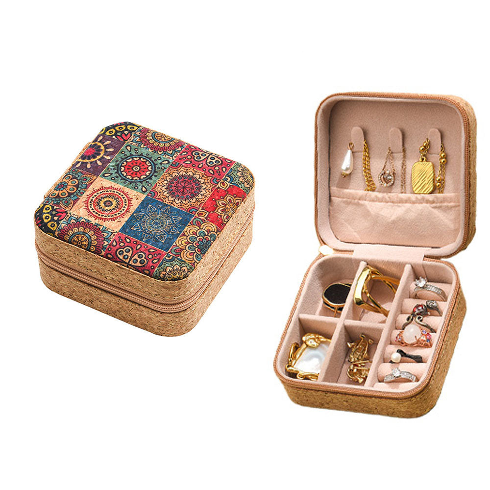 Portable Travel Jewellery Box Organizer PU Wooden Ornaments Jewelry Storage Case Style 3