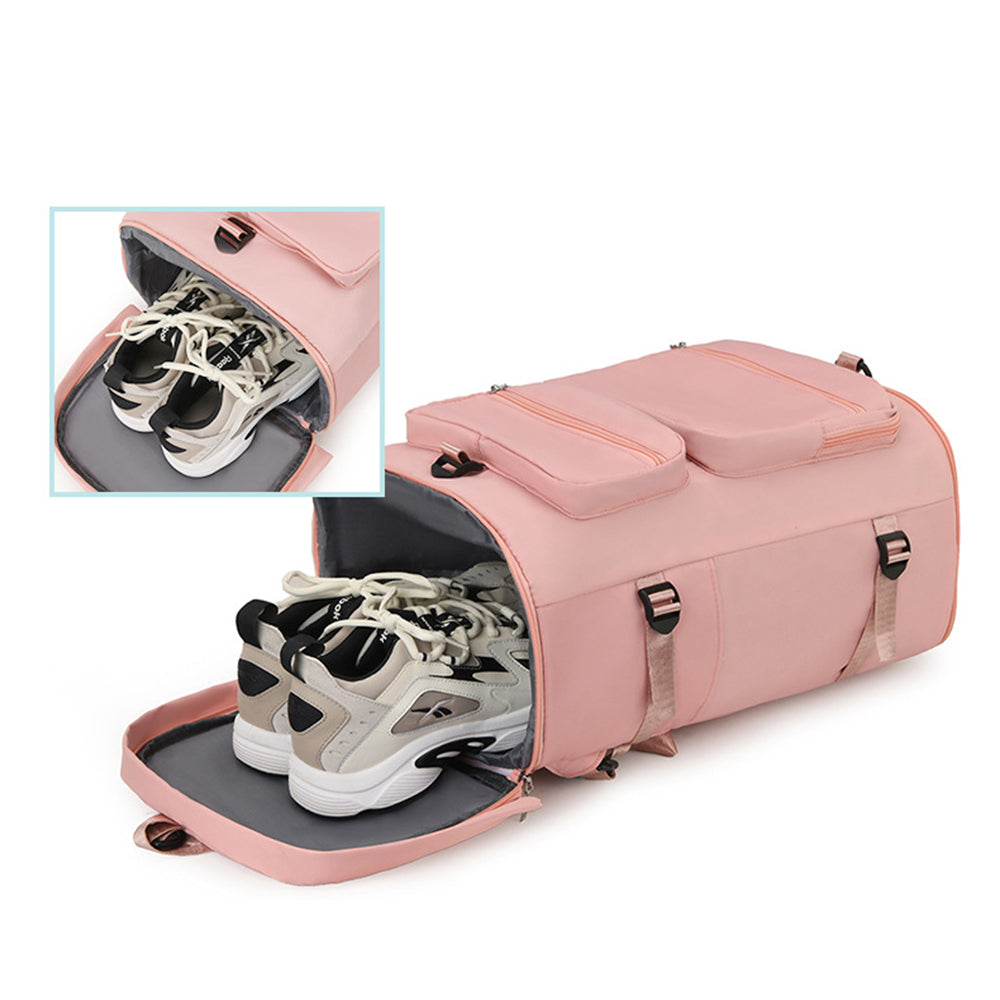 Water Repellent Backpack Travel Luggage Carry-on Hand Shoulder Duffle Bag Pink