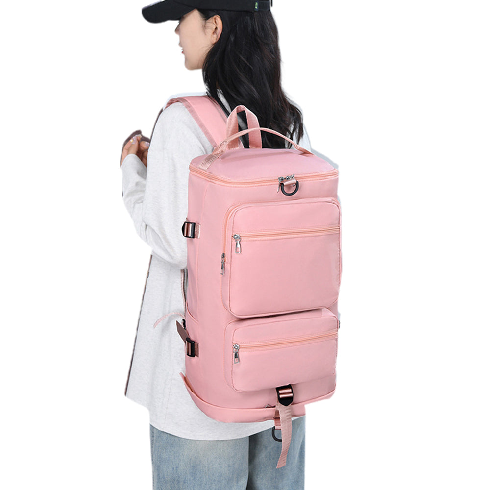 Water Repellent Backpack Travel Luggage Carry-on Hand Shoulder Duffle Bag Pink