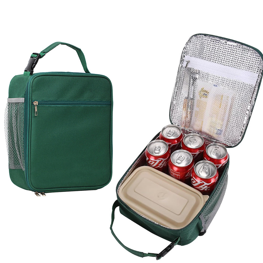 Large Capacity Insulated Lunch Box Storage Bag for Work Picnic Camping Green