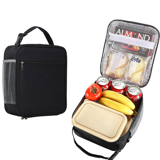 Large Capacity Insulated Lunch Box Storage Bag for Work Picnic Camping Black