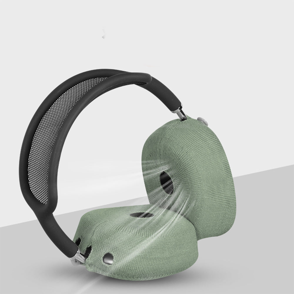 Pair of Knit Ear Pad Covers for AirPods Max Dust-Proof Protective Headphone Accessories Green