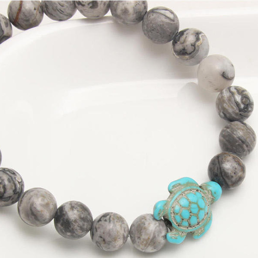 2PCS Turquoise Turtle Charm Wish Friendship Bracelet for Women & Men Style 3